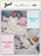 Baby Christening Shawl Dress Bootees  40 - 50cm 3 Ply Knitting Pattern Jarol J35