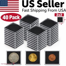40PCS Adjustable 2x2 Coin Holder Snap Capsule 40mm Silver Dollar Collection Case