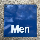 “Mobil” Vintage ORIGINAL Porcelain MEN restroom - circa 1960s - NEVER INSTALLED!