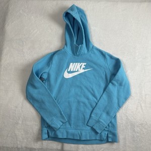 Nike Blue Pullover Long Sleeve Fleece Hoodie Mock Neck Girls Size XL