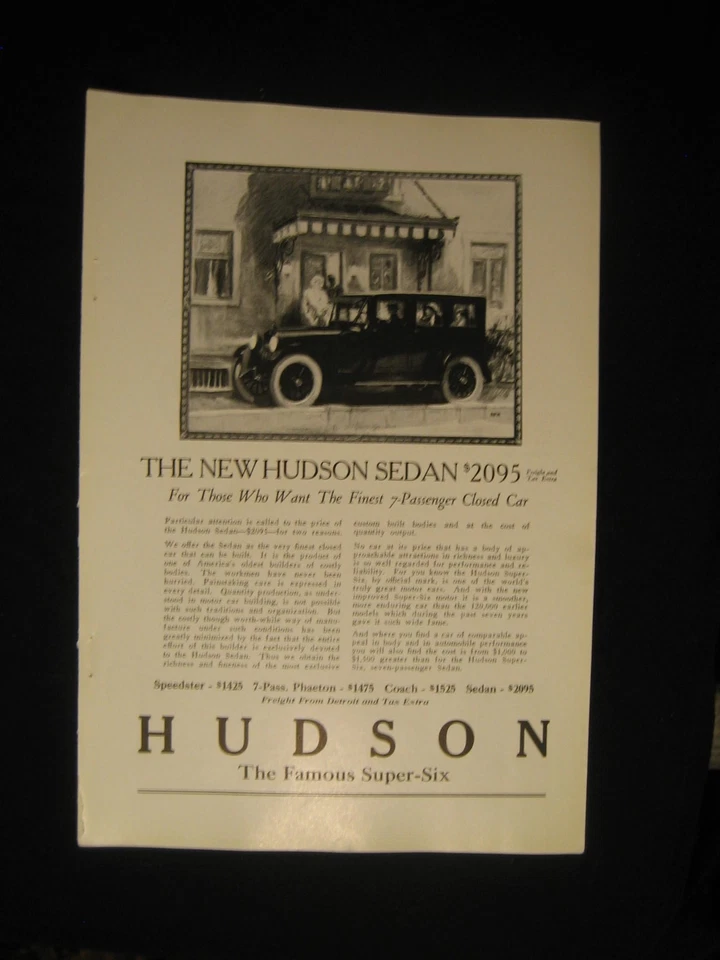 4x Original 1920s Rare Automobile Ads HUDSON DODGE LaFAYETTE FISCHER CARS 7x10" - Image 4 of 4