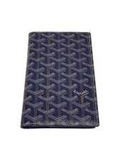 GOYARD Card Case Pass Leather Navy Total Pattern Women's Used