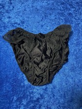 Vintage Black Nylon Lace Panty Frilly Sissy Panties Size Small