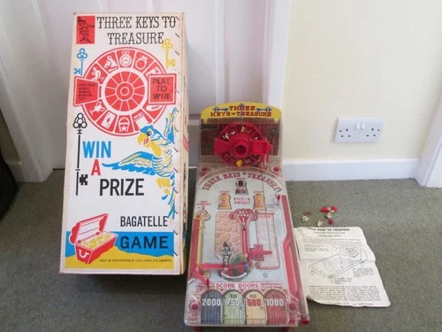 Vintage Marx Toys Three Keys to Treasure Bagatelle Pinball Game in Original Box