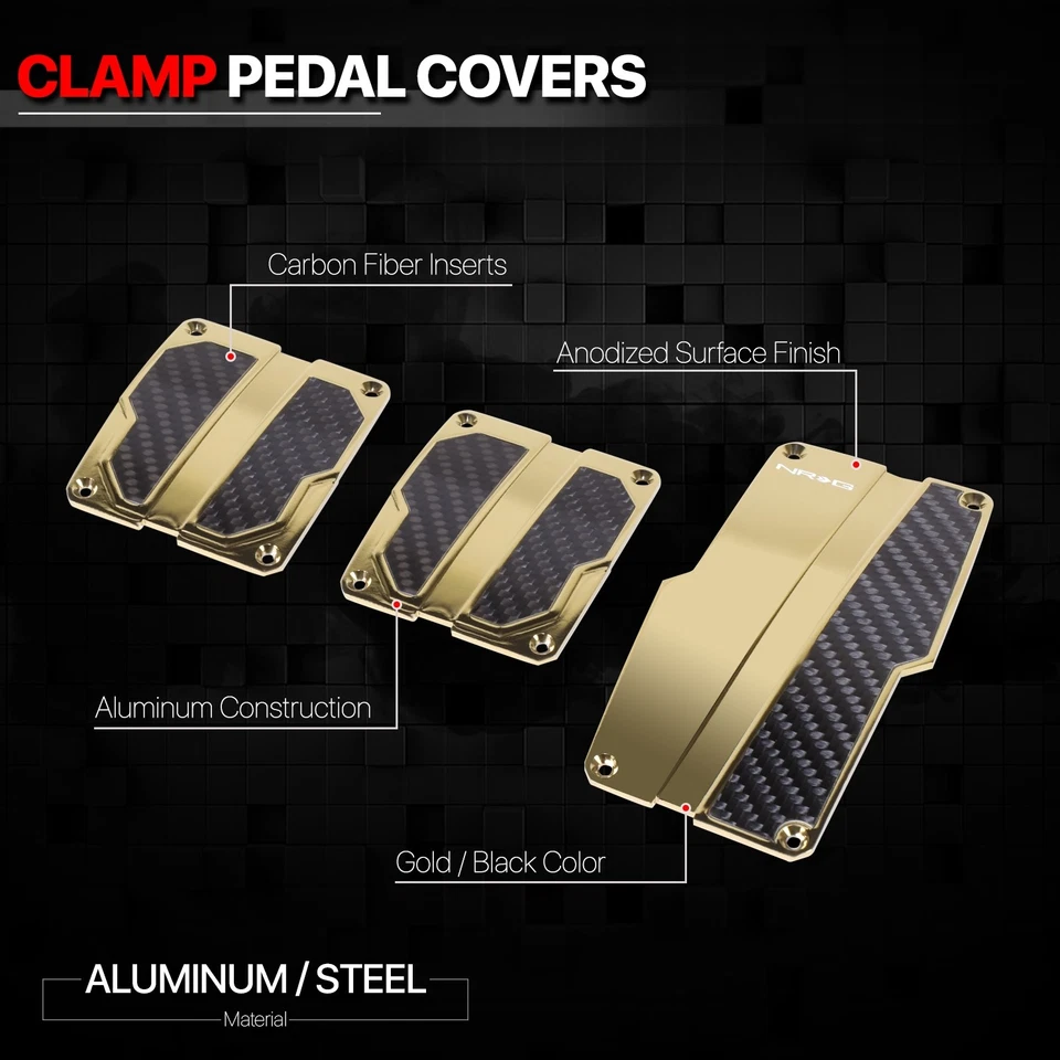 Алюминиевые золотистые зажимы из углеродного волокна для педалей газа педалей педалей педалей автомобиля крышки NRG - Изображение 2 из 4
