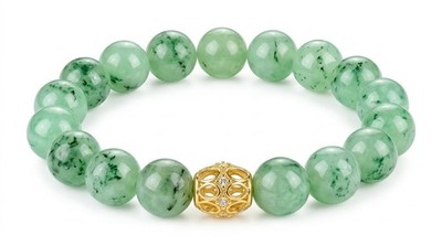 Floating Flower Jadeite Bracelet, Fits 6.5''-8'' Light Green Stretch Bangle