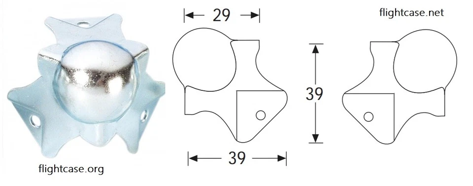FC FLIGHTCASE CENTER PARASPIGOLO BOMBATO IN ACCIAIO PER FLIGHTCASE (8 PEZZI)