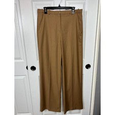 Mango Pleated Suit Pant Women's Wide Leg Camel Dress Pant Size 10 NWT