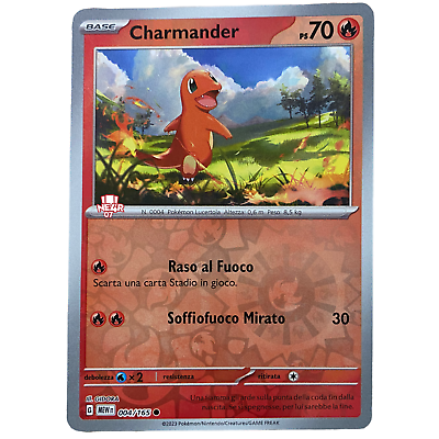 Pokemon 151 Conjunto Mew It Ita 004/165 Charmander Raro Holo Reverso