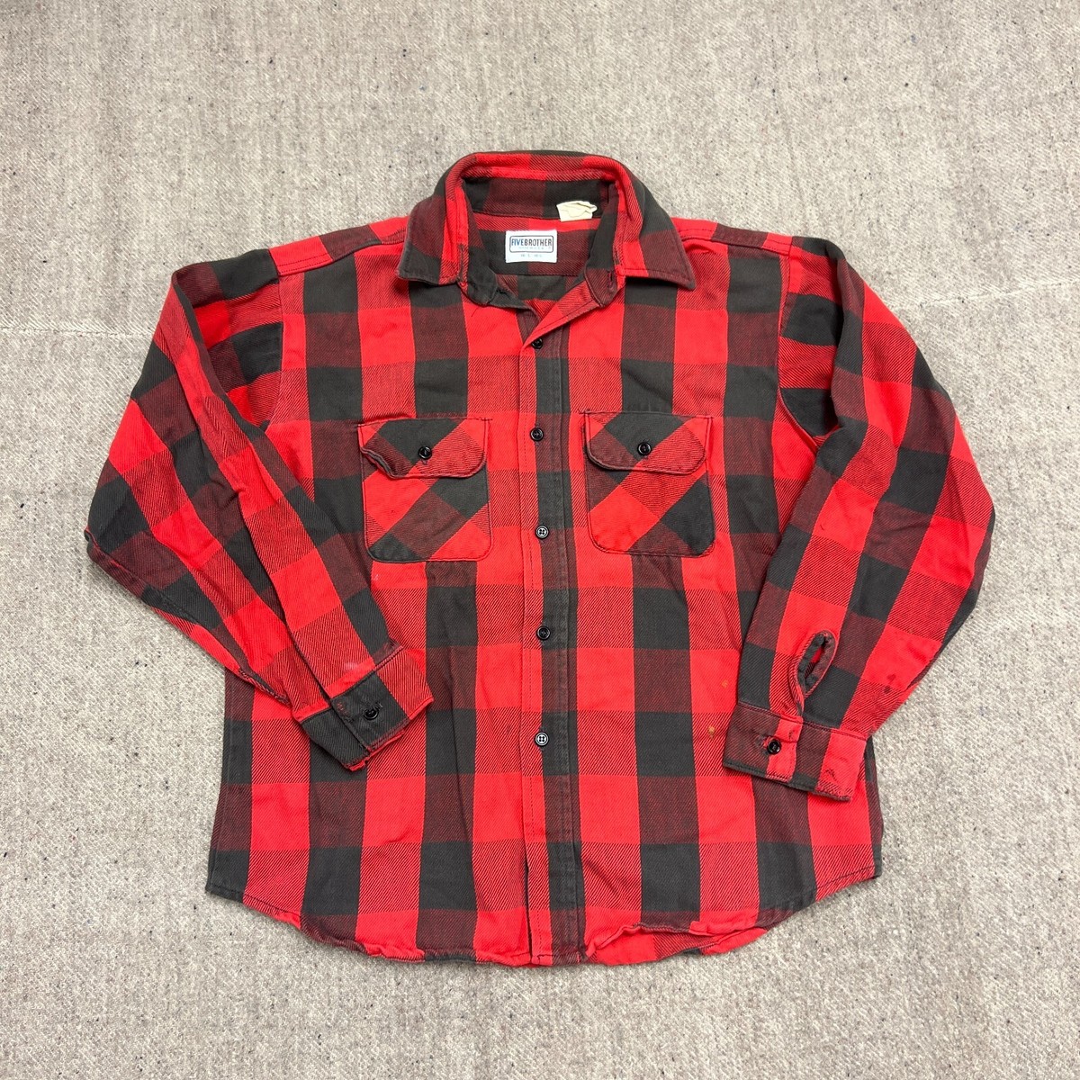 Vintage Five Brothers Flannel Shirt Mens Large Red 1990s | eBay