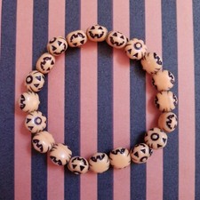 UNISEX HALLOWEEN THEMED STRETCH BRACELET WRISTBAND One Size ORANGE BLACK PUMPKIN