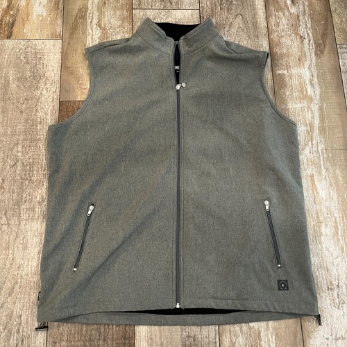 Linksoul Mens Vest XXL 2XL Gray Full Zip Fleece Lined Stretch Outdoor