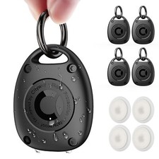4 Pack AirTag Keychain Holder Case  IPX8 Waterproof Ultra-Compact  Portable...