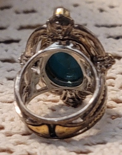 Echo Of The Dreamer Huge Reflections Of Turquoise Sterling Bronze Ring Size 7  - Picture 7 of 9