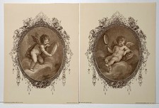 Winged chreubs in decorative border reproduction prints