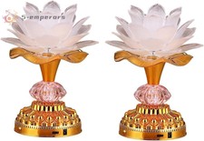 Pair Omeet Colorful LED Lotus Buddhist Lamp Gradient Buddha Light Worship Prayer