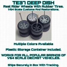 Deep Dish 6 Spoke Real Rider Wheels Rubber Tire For 1/64 Scale Hot Wheel Other