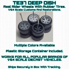 Deep Dish 6 Spoke Real Rider Wheels Rubber Tire For 1/64 Scale Hot Wheel & Other