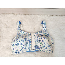 Comfort Choice Womens Blue White Floral Print High Quality Wirefree Bra Size 38D