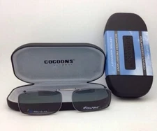 COCOONS Grey Polarized Sunglasses/Eyeglasses Over Rx Clip-on REC 15-48 Gunmetal