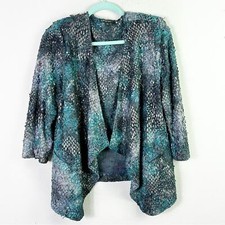 Alberto Makali Open Cardigan Textured teal gray black gold size XL
