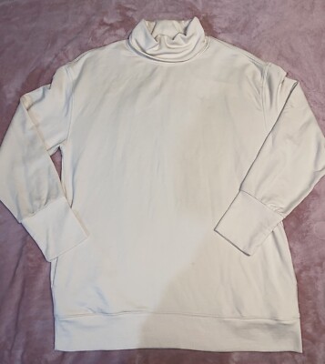 Athleta Balance Cinch Turtleneck Sweatshirt,Chantilly Cream SIZE M #657531 W0826