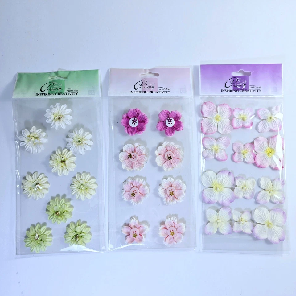 Lote de 14 adornos de tela de papel floral Prima FLOWERS Foto 2 de 4