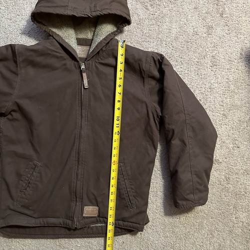 CE Schmidt Jacket Boys Large 14-16 Workwear Sherpa Fleece Lined Brown Canvas - Picture 10 of 12