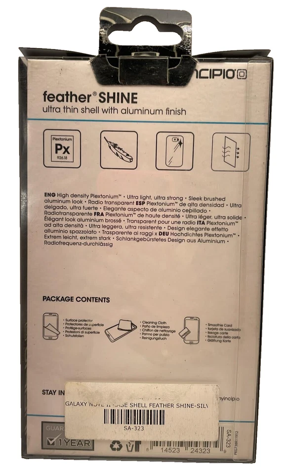 Incipio Feather Shine Case Per Samsung Galaxy Note II - Argento - Immagine 4 di 4