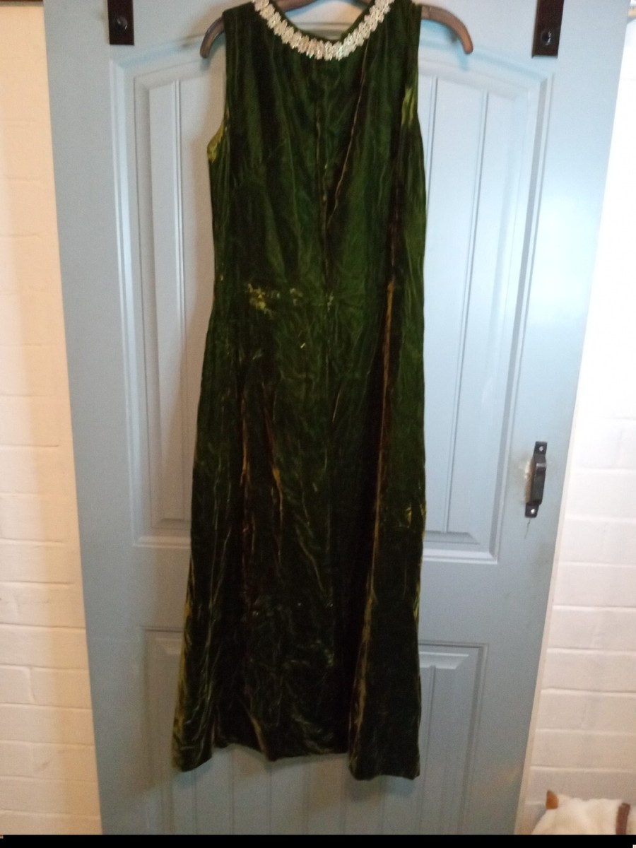 Vintage Green Velvet Dress With Accent Collar Handmade | eBay