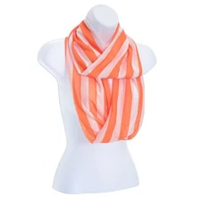 Fashion Infinity SCARF soft polyester fabric orange white stripe wardrobe