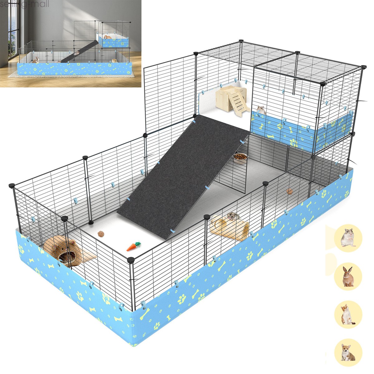 Guinea Pig C&C Cage Habitats with PVC Liner for Rabbit Bunny
