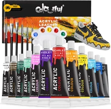 Acrylic Leather Paint for Shoe Painting- 12 Colors Leather Paint for Bag & Walle