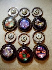 Hand Painted Psychedelic Keyring One of a Kind Acrylic Pour Art Glass Cab GIFT 