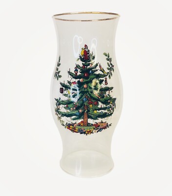 Spode Christmas Tree Glass Hurricane Globe Replacement Holiday Candle  Holder