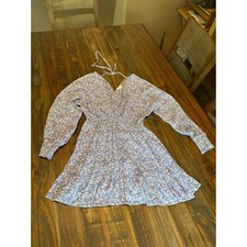 Japra Floral Print Dress Long Sleeve Mini Dress Bohemian Style Size L