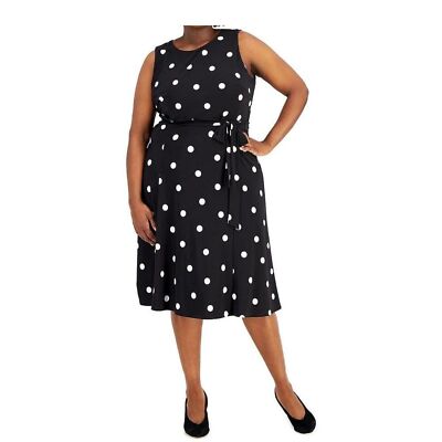 kasper fit and flare dress Kasper Women's V-Neck Flutter-Sleeve Midi Dress - Black Multi main image 1