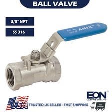 3/8" Inch NPT Stainless Steel 316 Ball Valve REDUCED Port 1000 WOG Lockable