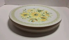Vintage Flower Melamine Dinner Plates nhp Artisan Ware Set Of 8 1970s Well Used
