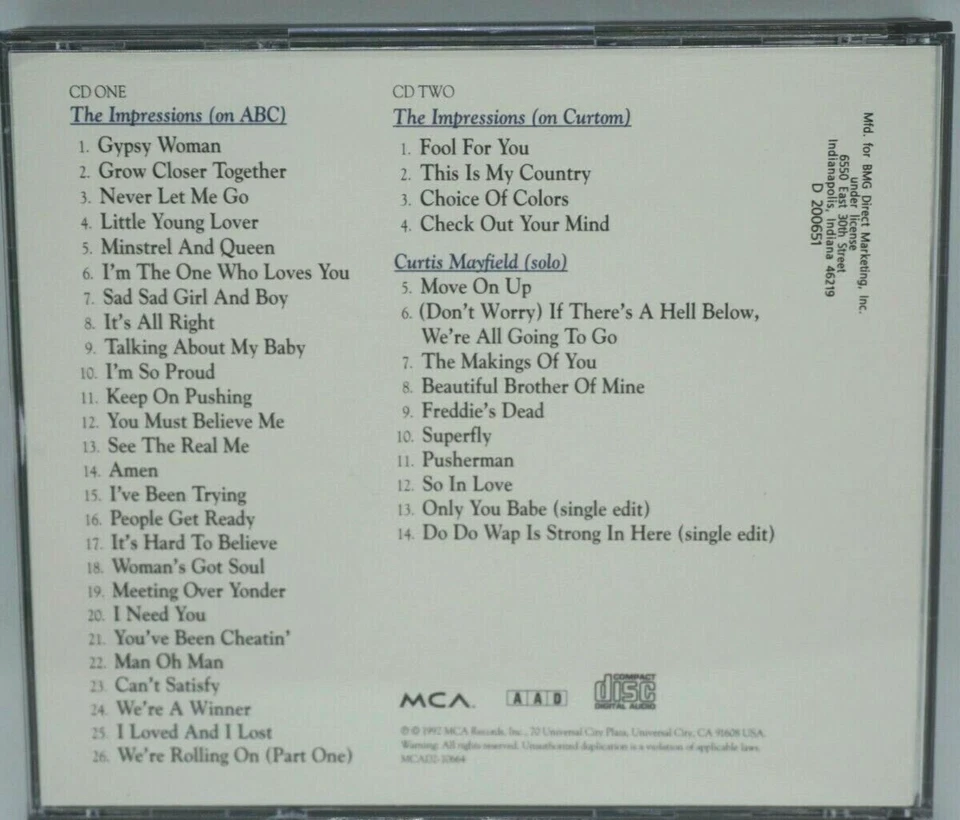 Curtis Mayfield & The Impressions : The Anthology 1961-1977 2CD Album - HTF - Image 2 of 4