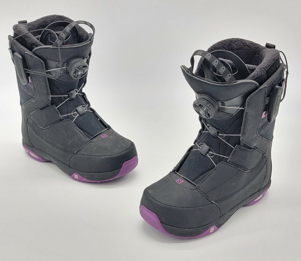 Salomon Ivy Boa Coiler STR8JKT Black Purple Snowboard Boots Women&#039;s 6.5 | eBay