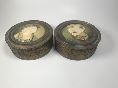Vintage Progress Novelty Casting Works Brass Mirrored Powder Box 1930s