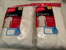 Hanes T Shirts Mens CREW NECK Large White 2 / 3 Packs 6 TOTAL -1ST QUALITY