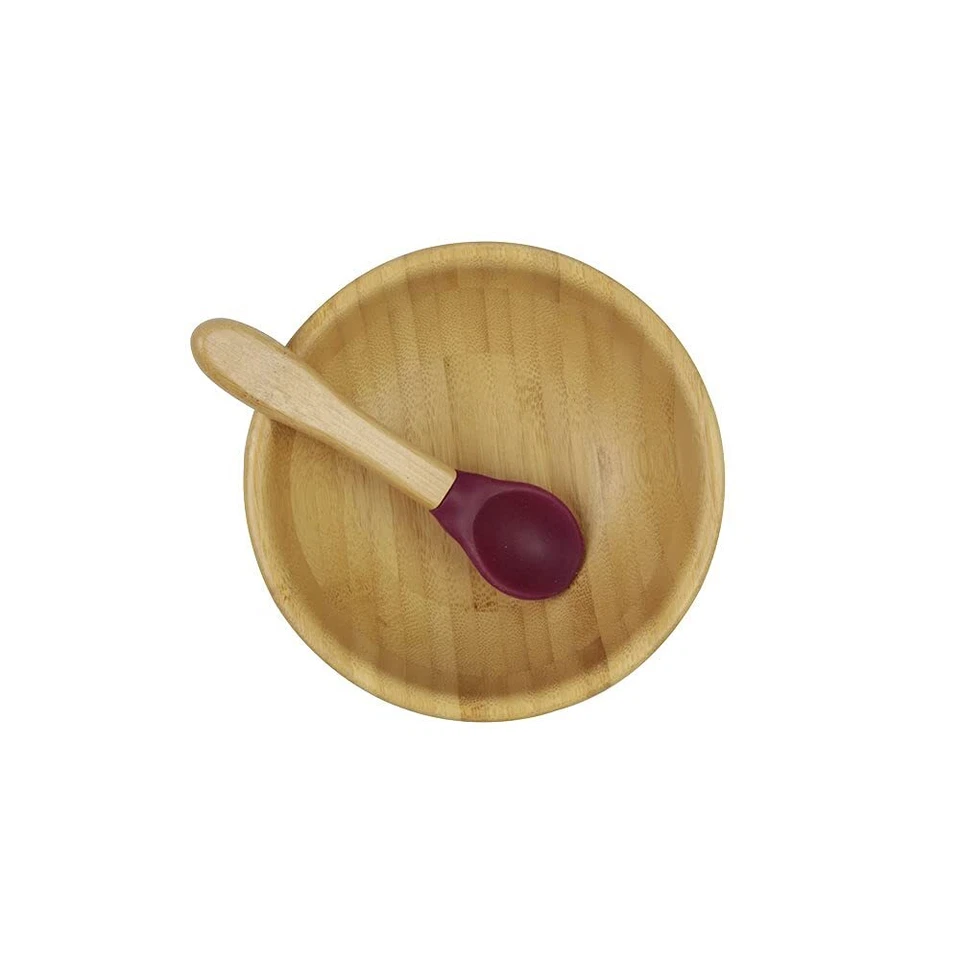 Bambusschalen-Set rund I Saugnapf-Schüssel mit Löffel - FSC-zertifiziert I to... - Bild 2 von 4