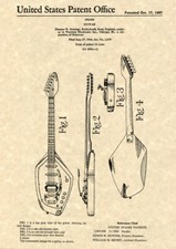 Vintage VOX PHANTOM VI 1967 Guitar Patent Art Print READY TO FRAME Jennings