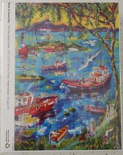 1000 Piece Puzzle Colorcraft Boats At Sunset Bay Colorful Fisherman Harbor