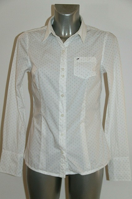 jolie chemise blanche à pois rouge femme TOMMY HILFIGER taille S comme neuve