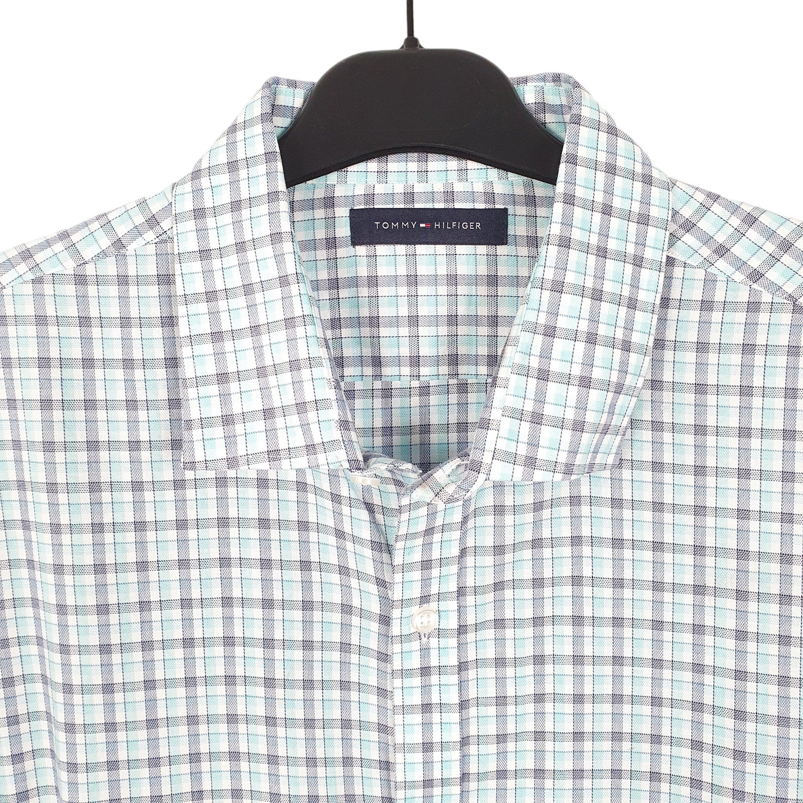 TOMMY HILFIGER Blue Check Shirt Long Sleeve Casual Mens L image 2