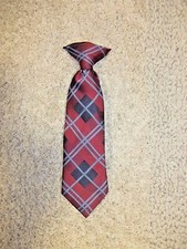 Unbranded Neck Tie Boys One Size Clip On Pre-Tied Diamond Geometric Red Blue