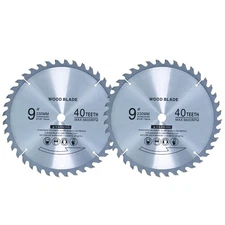 9 Inch Table Saw Blade, (2 Pack) 9" Circular Blade 40 Tooth Silver 